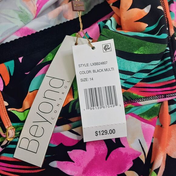 Beyond Control Bora Bora Tiered Swimsuit Women's 14 Floral One Piece Beach NEW! - Picture 5 of 10